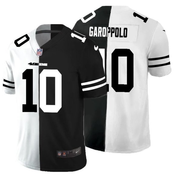 Men's San Francisco 49ers #10 Jimmy Garoppolo Black & White NFL Split Limited Stitched Jersey