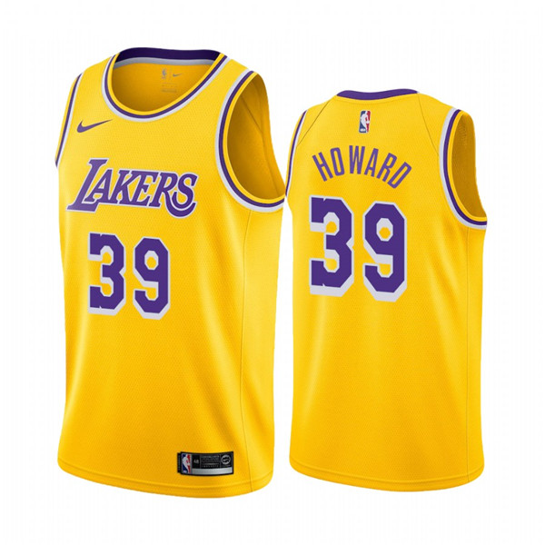 Men's Los Angeles Lakers #39 Dwight Howard Yellow 2020 Western Conference Champions Stitched Jersey