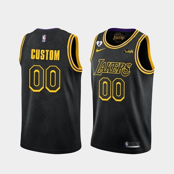 Men's Los Angeles Lakers Active Player Custom With Gigi Patch Black NBA Stitched Jersey
