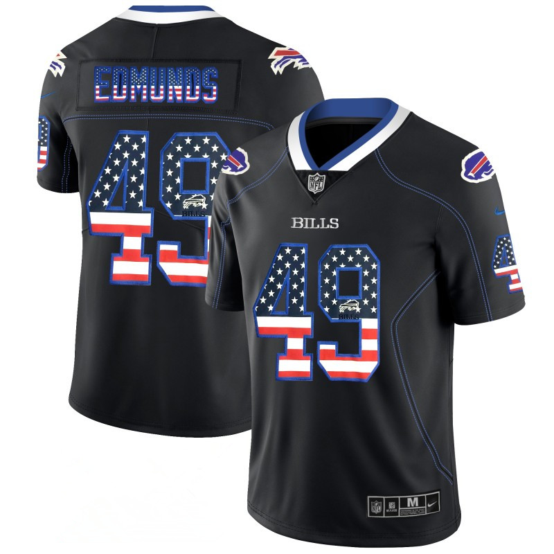 Men's Buffalo Bills #49 Tremaine Edmunds Black 2018 USA Flag Fashion NFL Limited Stitched Jersey