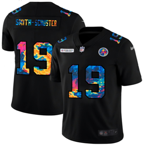 Men's Pittsburgh Steelers #19 JuJu Smith-Schuster Black NFL 2020 Crucial Catch Limited Stitched Jersey