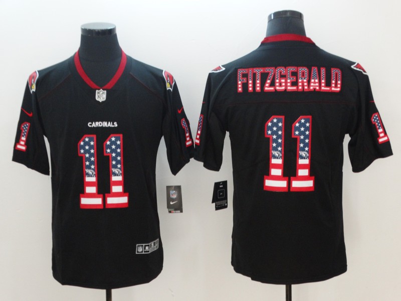Men's Arizona Cardinals #11 Larry Fitzgerald 2018 Black USA Flag Color Rush Limited Fashion NFL Stitched Jersey