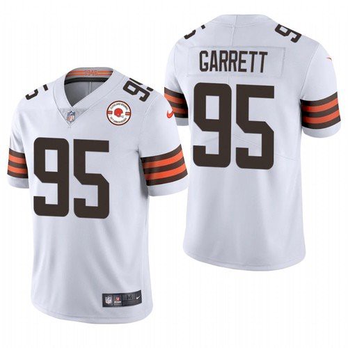 Men's Cleveland Browns #95 Myles Garrett 2021White NFL 75th Anniversary Vapor Untouchable Limited Stitched Jersey