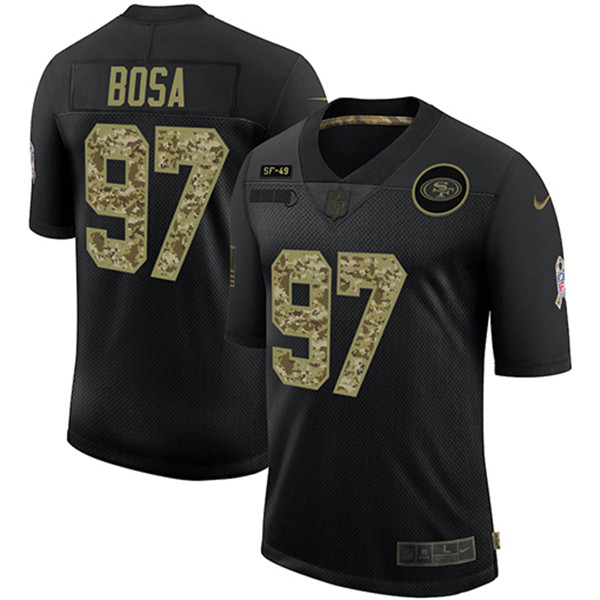 Men's San Francisco 49ers #97 Nick Bosa 2020 Black NFL Camo Salute To Service Limited Stitched Jersey