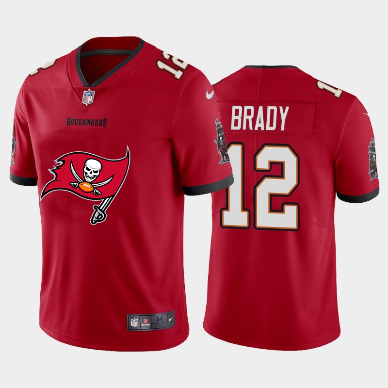 Men's Tampa Bay Buccaneers #12 Tom Brady Red 2020 Team Big Logo Limited Stitched Jersey