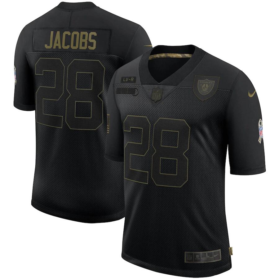 Men's Las Vegas Raiders #28 Josh Jacobs Black NFL 2020 Salute To Service Limited Stitched Jersey