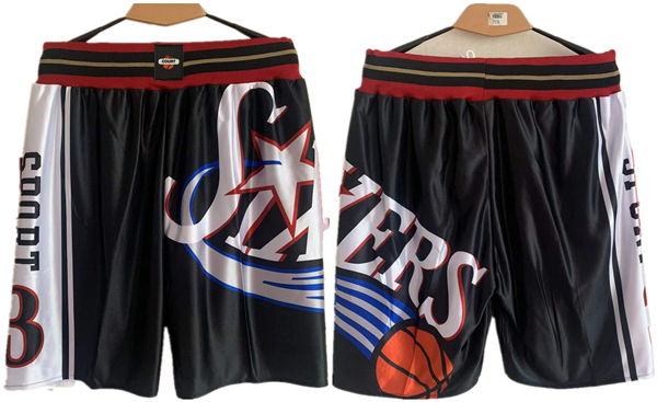 Philadelphia 76ers Black Shorts (Run Small)