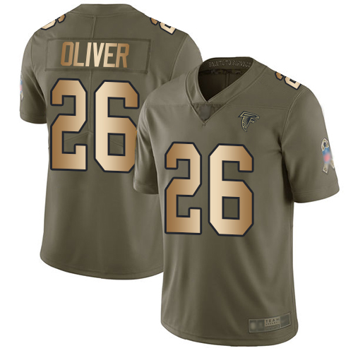Nike Falcons #26 Isaiah Oliver Olive/Gold Men's Stitched NFL Limited 2017 Salute To Service Jersey