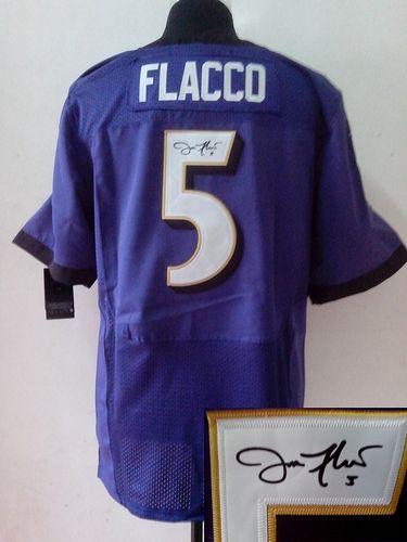 Nike Ravens #5 Joe Flacco Purple Team Color Men's Stitched NFL Elite Autographed Jersey