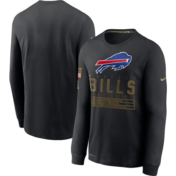 Men's Buffalo Bills Black NFL 2020 Salute To Service Sideline Performance Long Sleeve T-Shirt