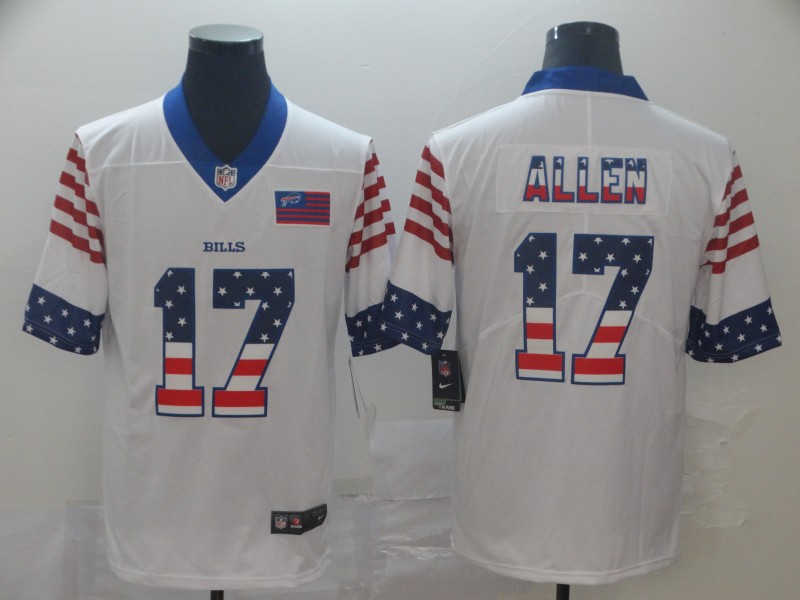 Buffalo Bills #17 Josh Allen White Men's Nike Team Logo USA Flag Vapor Untouchable Limited NFL Jersey