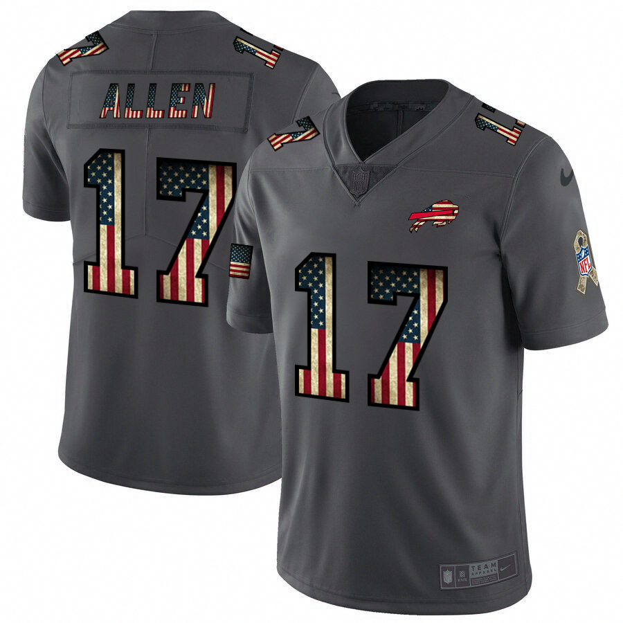 Buffalo Bills #17 Josh Allen Nike 2018 Salute to Service Retro USA Flag Limited NFL Jersey