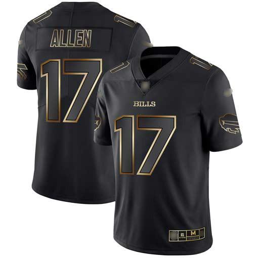 Nike Bills #17 Josh Allen Black/Gold Men's Stitched NFL Vapor Untouchable Limited Jersey