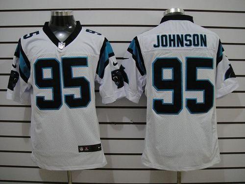 Nike Panthers #95 Charles Johnson White Men's Stitched NFL Elite Jersey