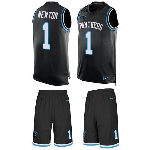 Nike Panthers #1 Cam Newton Black Team Color Men's Stitched NFL Limited Tank Top Suit Jersey