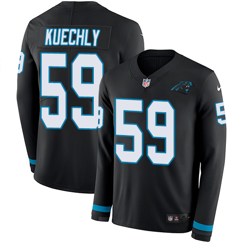 Nike Panthers #59 Luke Kuechly Black Team Color Men's Stitched NFL Limited Therma Long Sleeve Jersey