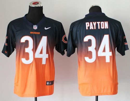 Nike Bears #34 Walter Payton Navy Blue/Orange Men's Stitched NFL Elite Fadeaway Fashion Jersey