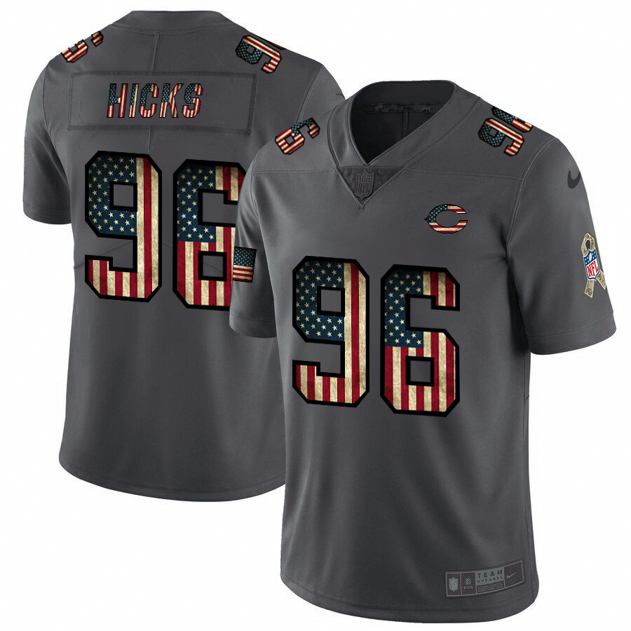 Nike Bears #96 Akiem Hicks 2018 Salute To Service Retro USA Flag Limited NFL Jersey