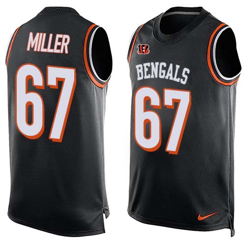 Nike Bengals #67 John Miller Black Team Color Men's Stitched NFL Limited Tank Top Jersey