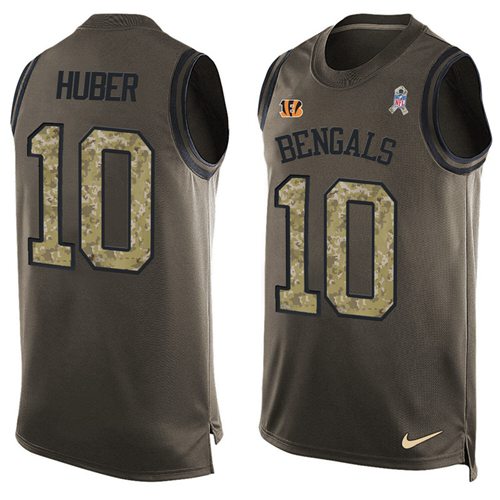 Nike Bengals #10 Kevin Huber Green Men's Stitched NFL Limited Salute To Service Tank Top Jersey