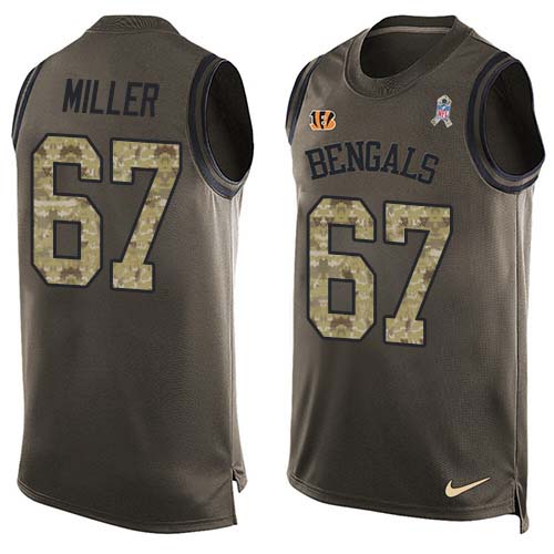 Nike Bengals #67 John Miller Green Men's Stitched NFL Limited Salute To Service Tank Top Jersey