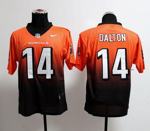 Nike Bengals #14 Andy Dalton Orange/Black Men's Stitched NFL Elite Fadeaway Fashion Jersey
