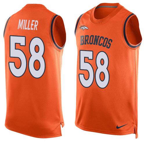 Nike Broncos #58 Von Miller Orange Team Color Men's Stitched NFL Limited Tank Top Jersey