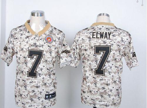 Nike Broncos #7 John Elway Camo USMC Men's Stitched NFL Elite Jersey