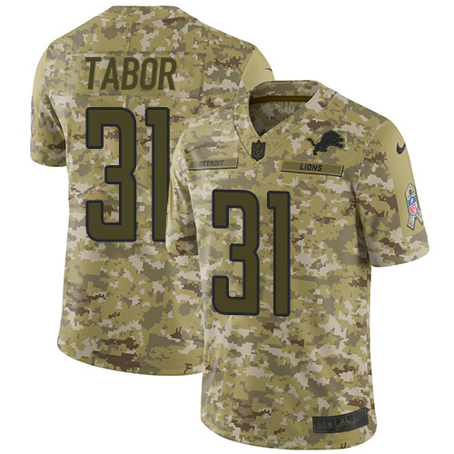 Nike Lions #31 Teez Tabor Camo Men's Stitched NFL Limited 2018 Salute To Service Jersey