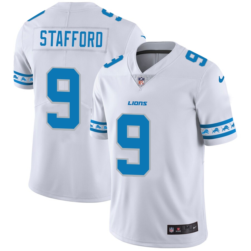 Detroit Lions #9 Matthew Stafford Nike White Team Logo Vapor Limited NFL Jersey