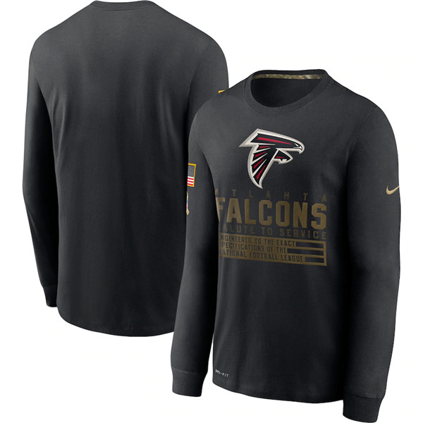 Men's Atlanta Falcons Black NFL 2020 Salute To Service Sideline Performance Long Sleeve T-Shirt