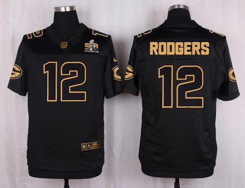 Nike Packers #12 Aaron Rodgers Black Men's Stitched NFL Elite Pro Line Gold Collection Jersey