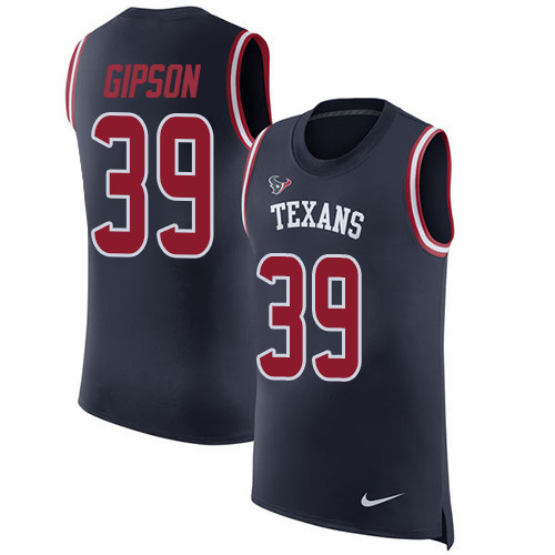 Nike Texans #39 Tashaun Gipson Navy Blue Team Color Men's Stitched NFL Limited Rush Tank Top Jersey