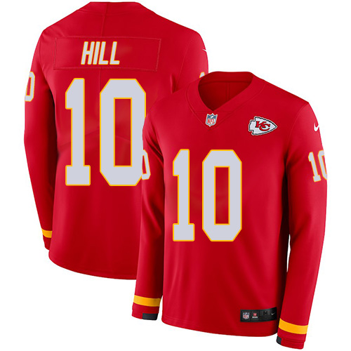 Nike Chiefs #10 Tyreek Hill Red Team Color Men's Stitched NFL Limited Therma Long Sleeve Jersey Nike Chiefs #10 Tyreek Hill Red Team Color Men's Stitched NFL Limited Therma Long Sleeve Jersey