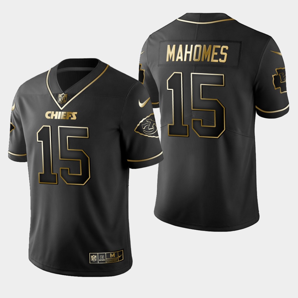 Kansas City Chiefs #15 Patrick Mahomes Vapor Limited Black Golden Jersey