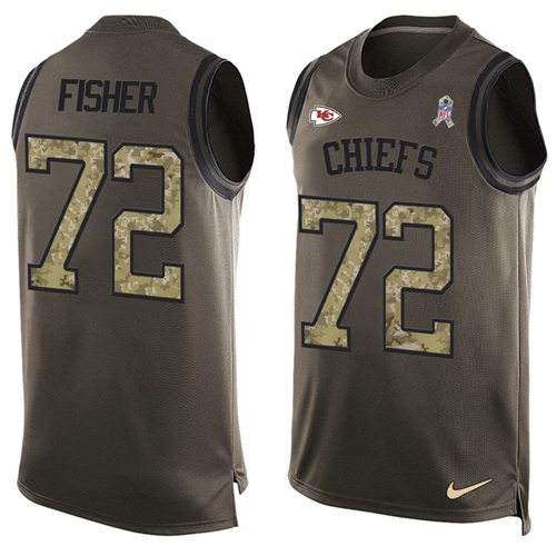 Nike Chiefs #72 Eric Fisher Green Men's Stitched NFL Limited Salute To Service Tank Top Jersey
