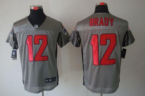 Nike Patriots #12 Tom Brady Grey Shadow Men's Stitched NFL Elite Jersey
