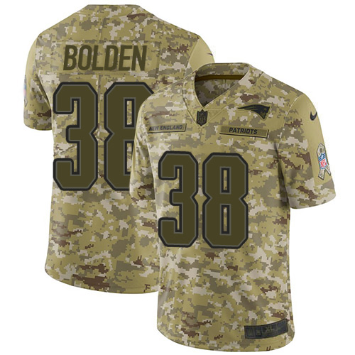 Nike Patriots #38 Brandon Bolden Camo Men's Stitched NFL Limited 2018 Salute To Service Jersey
