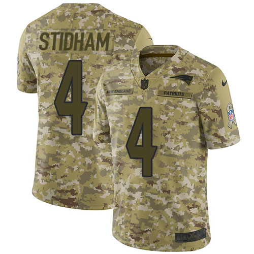 Nike Patriots #4 Jarrett Stidham Camo Men's Stitched NFL Limited 2018 Salute To Service Jersey