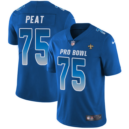 Nike Saints #75 Andrus Peat Royal Men's Stitched NFL Limited NFC 2019 Pro Bowl Jersey