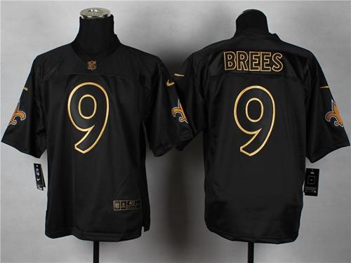 Nike Saints #9 Drew Brees Black Gold No. Fashion Men's Stitched NFL Elite Jersey