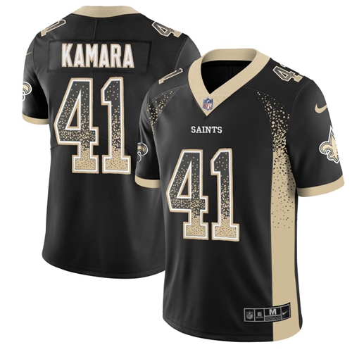 Nike Saints #41 Alvin Kamara Black Team Color Men's Stitched NFL Limited Rush Drift Fashion Jersey