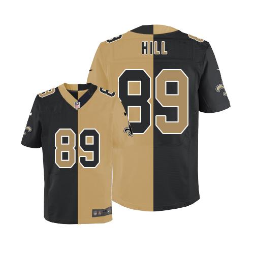 Nike Saints #89 Josh Hill Black/Gold Men's Stitched NFL Elite Split Jersey