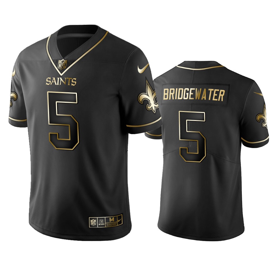 Saints #5 Teddy Bridgewater Men's Stitched NFL Vapor Untouchable Limited Black Golden Jersey