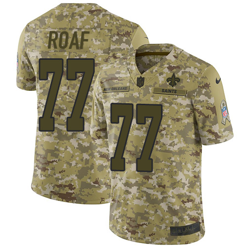 Nike Saints #77 Willie Roaf Camo Men's Stitched NFL Limited 2018 Salute To Service Jersey