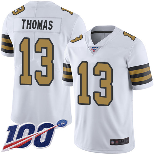 Nike Saints #13 Michael Thomas White Men's Stitched NFL Limited Rush 100th Season Jersey