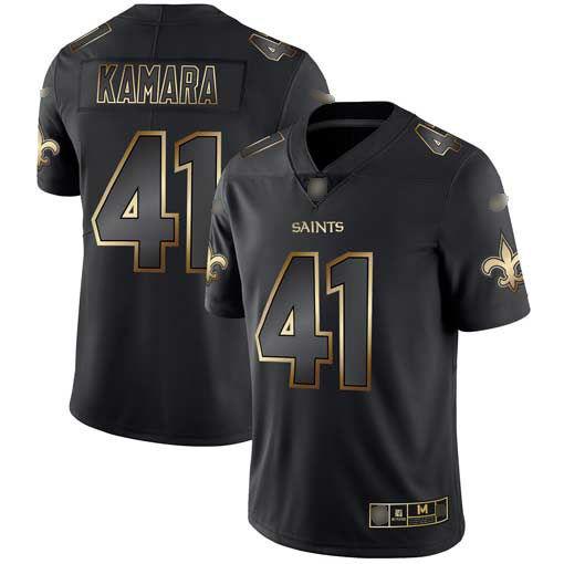 Nike Saints #41 Alvin Kamara Black/Gold Men's Stitched NFL Vapor Untouchable Limited Jersey