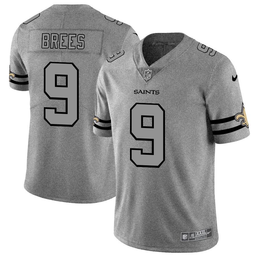 New Orleans Saints #9 Drew Brees Men's Nike Gray Gridiron II Vapor Untouchable Limited NFL Jersey