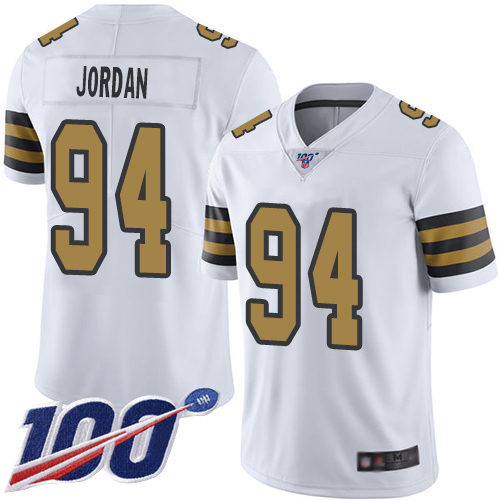 Nike Saints #94 Cameron Jordan White Men's Stitched NFL Limited Rush 100th Season Jersey