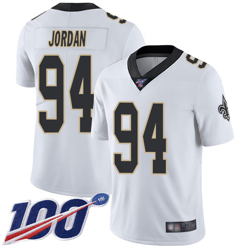 Nike Saints #94 Cameron Jordan White Men's Stitched NFL 100th Season Vapor Limited Jersey